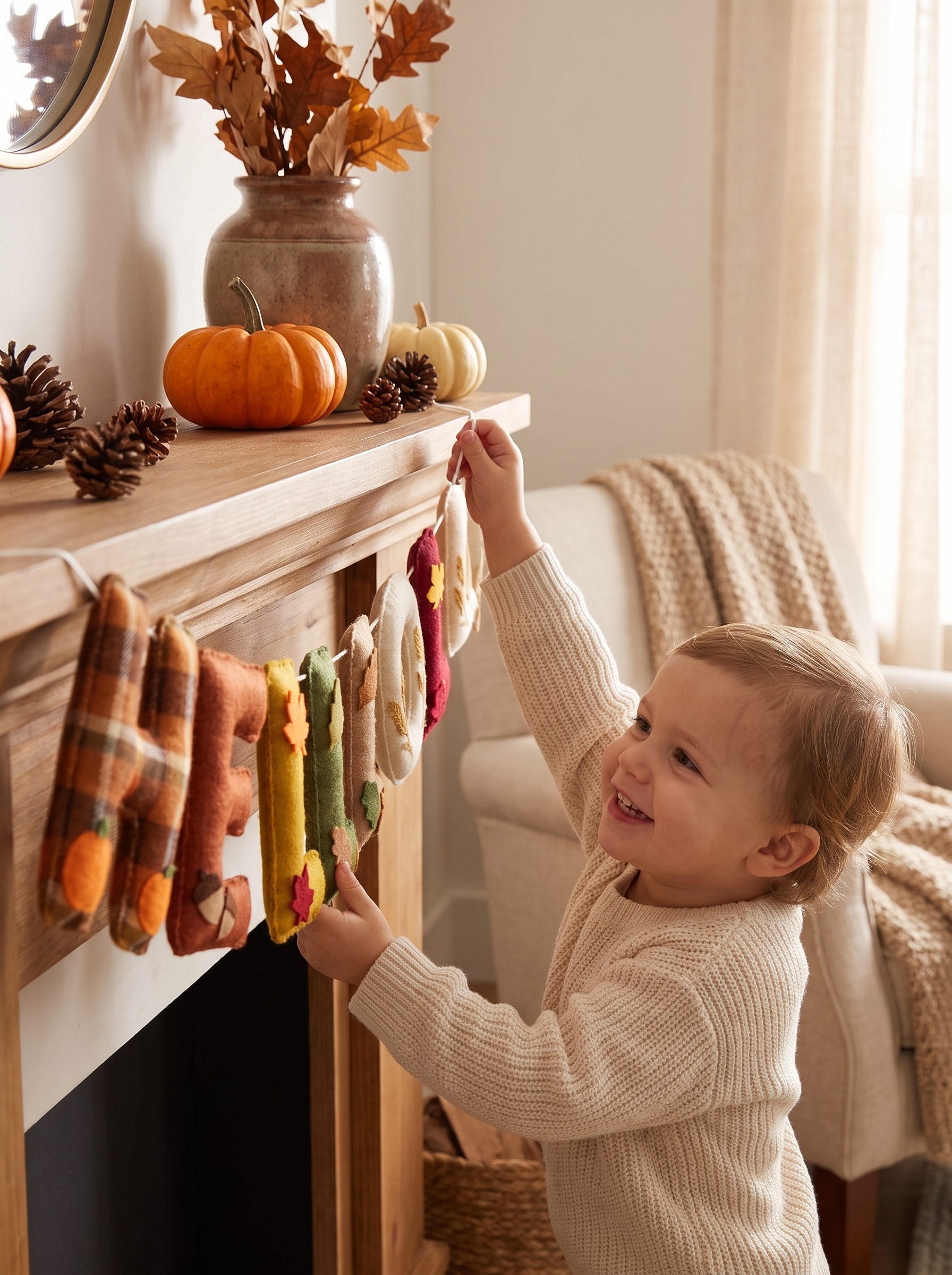 Hello Fall Felt Bunting Garland lifestyle