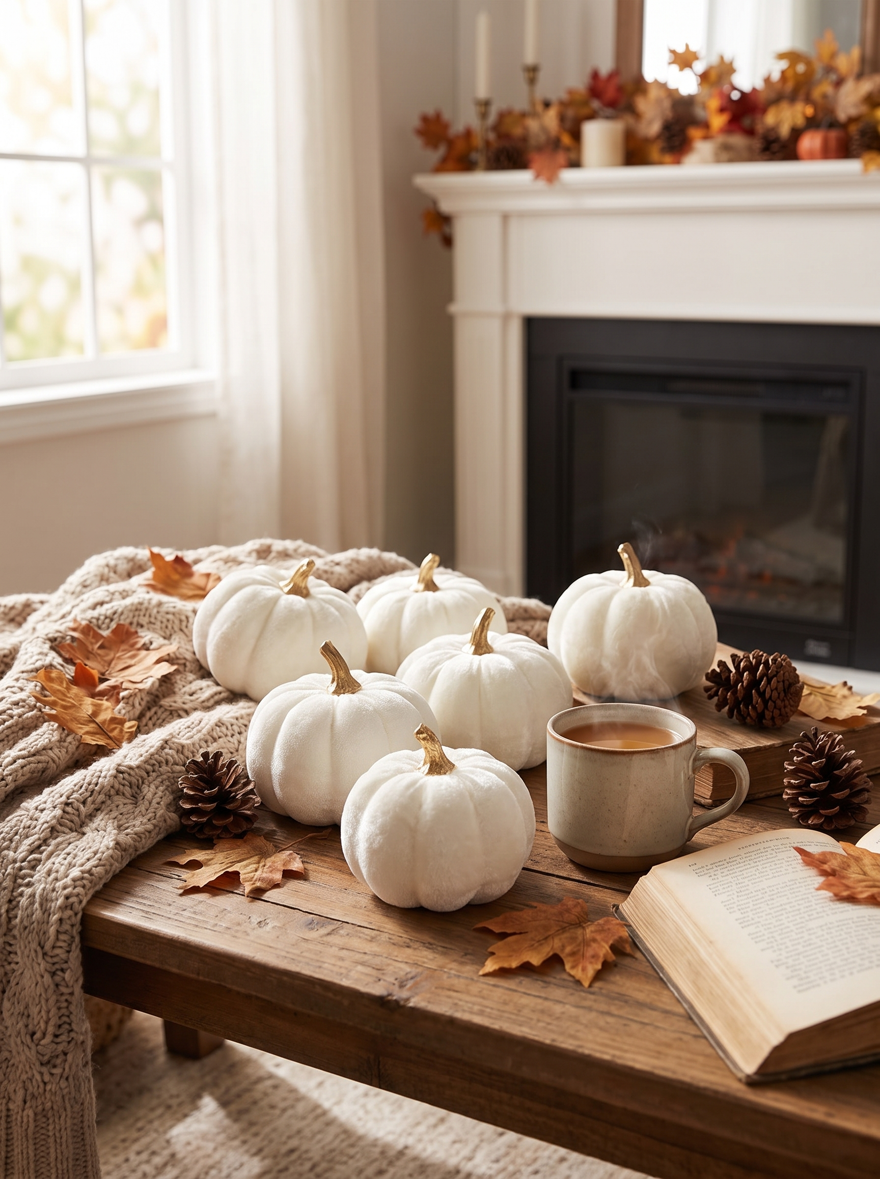 White Paintable Pumpkin Set of 6 lifestyle
