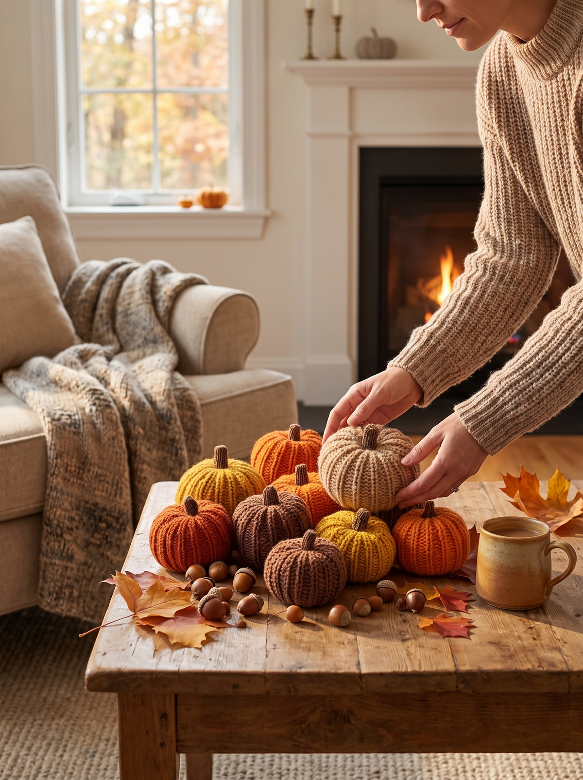 Handmade Pumpkin Ornament Set lifestyle