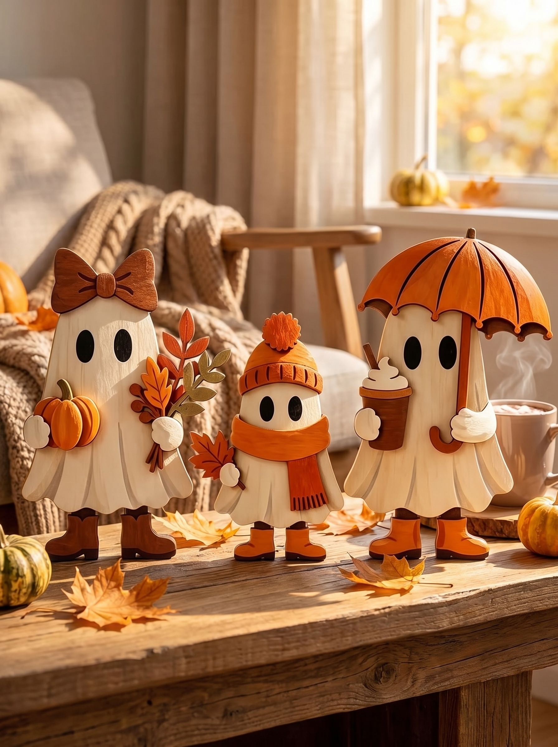 Wooden Autumn Standing Decor Set lifestyle