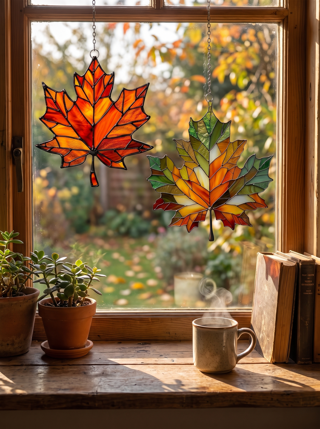 Maple Leaf Acrylic Window Decor Set lifestyle