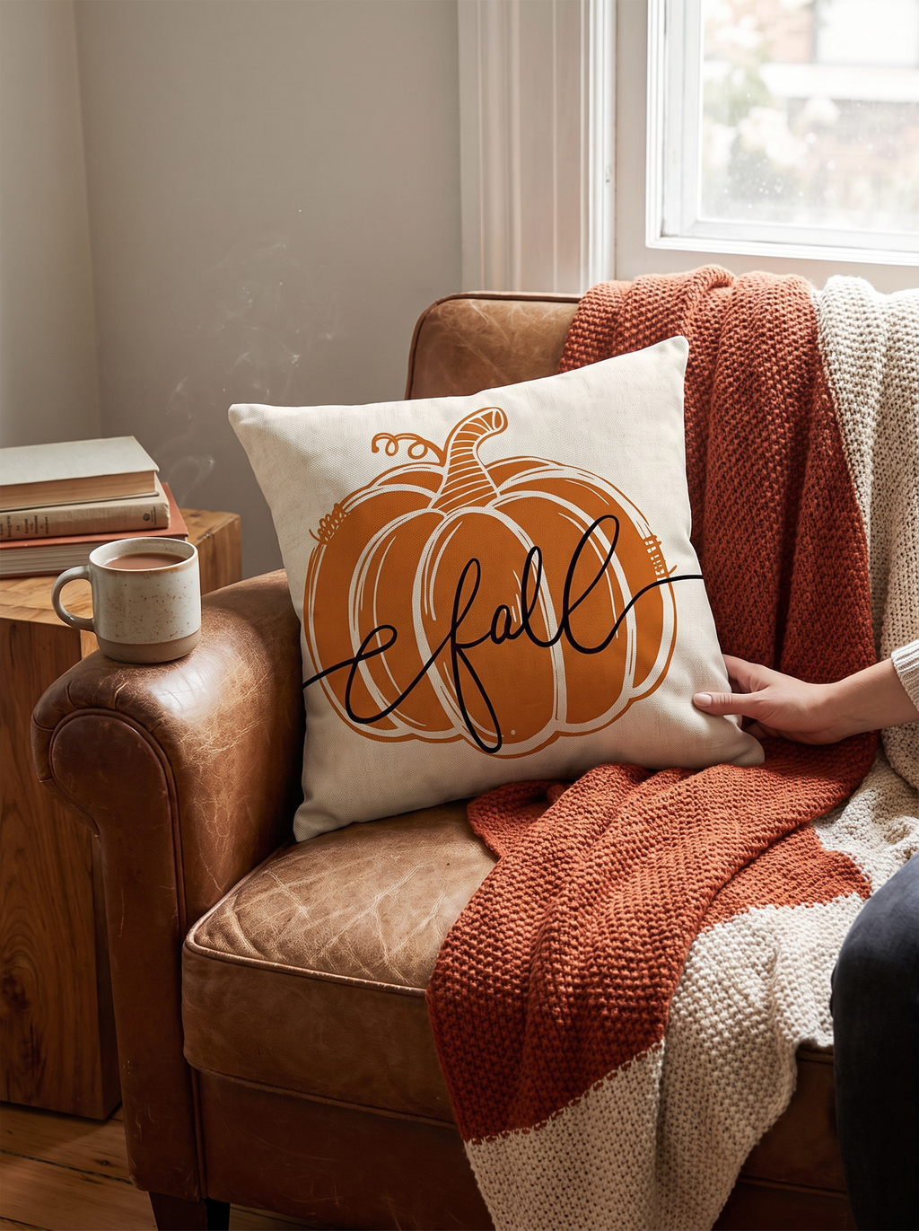Vintage Pumpkin Pillow Cover Set of 4 lifestyle