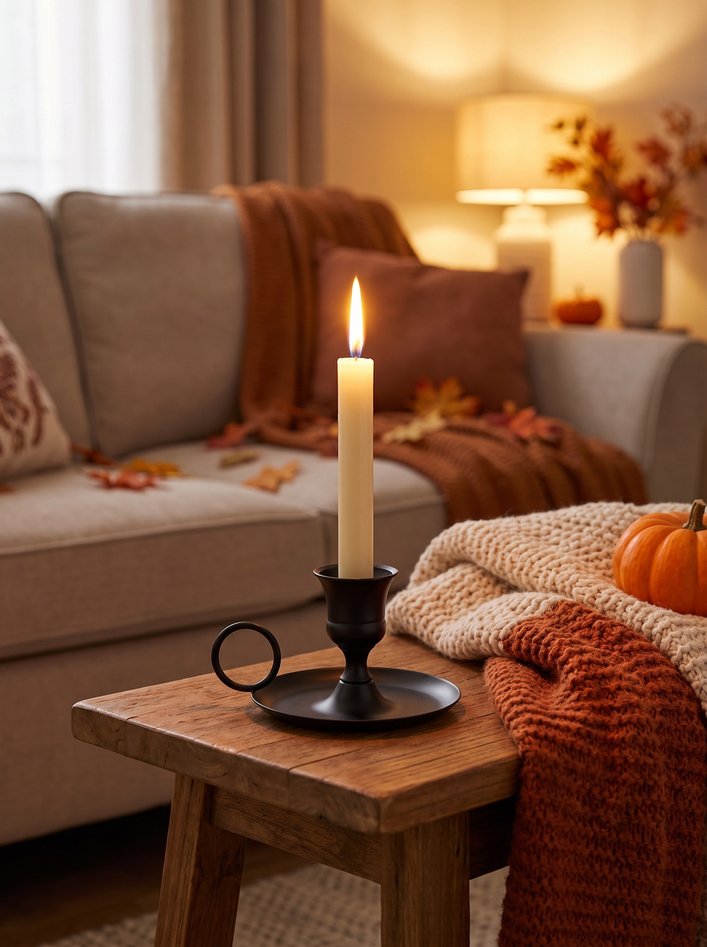 Matte Black Taper Candle Holder lifestyle