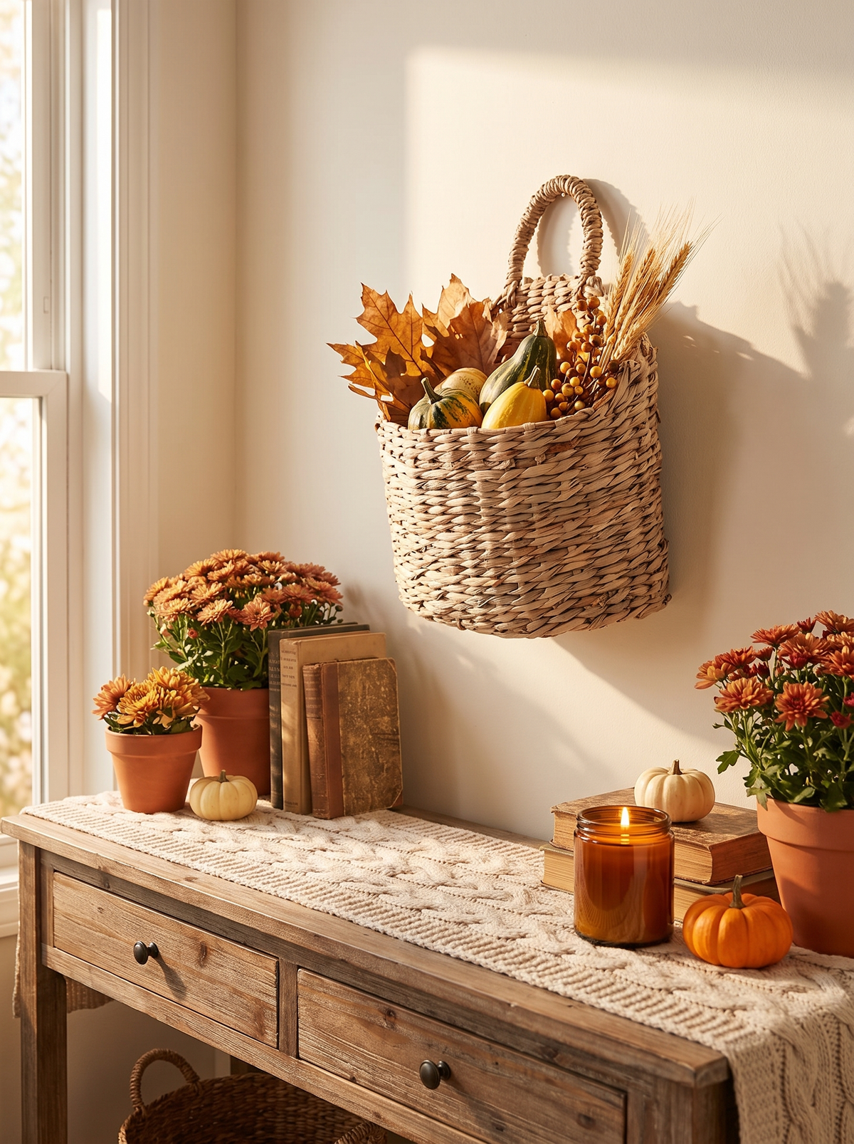 Wall-Hanging Woven Basket lifestyle