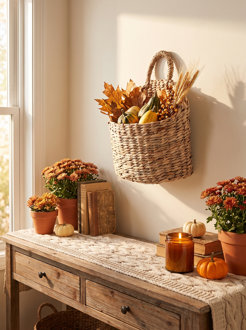 Wall-Hanging Woven Basket lifestyle