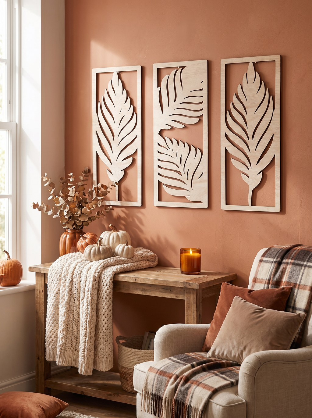Wooden Leaf Wall Art Set lifestyle